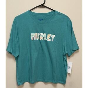 Hurley Women’s Blue Short Sleeve‎ T-Shirt With Hawaiian Logo Size Large